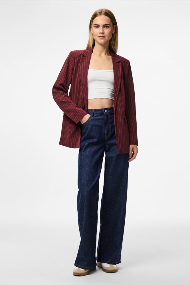 PCBOZZY LS LOOSE STRIPED BLAZER NOO 17130374 Tawny Port/PINSTRIPE